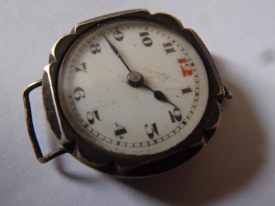 £18 • Buy SMALL ANTIQUE SWISS MADE 925 SILVER LADIES WATCH RED 12 C1920s NO WINDER