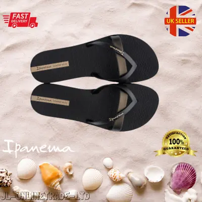 New Ladies Women Flip Flops Summer Pool Beach Sandals Toe Post Black Ipanema • £11.95