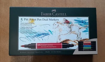 Faber-Castell Pitt Pens Dual Markers Art Marker Pen Set Of 5 Colours BNSIB • £12.99