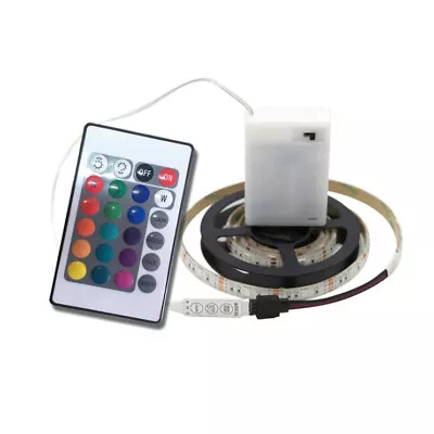 Battery Powered 5050 SMD RGB LED Strip Light Flexible Waterproof Remote Control • $6.69