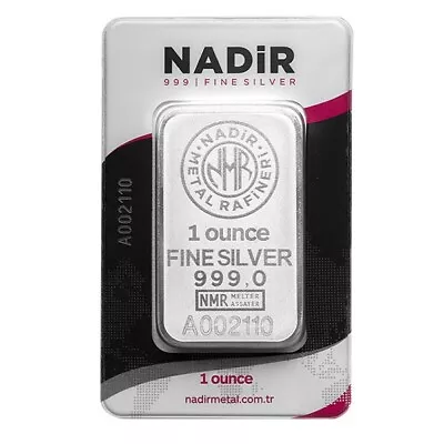 1 Oz Silver Bar Nadir Metal NMR - .999 Fine Silver Bar - In Assay Card • $27