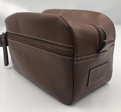 Timberland Men's Nevada Brown Leather Travel Kit Toiletry Bag Overnight • $19.99