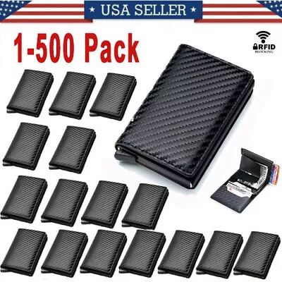 LEATHER CARBON FIBER Mens Wallet  RFID Blocking Purse ID Credit Card Holder Lot • $5.88