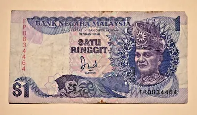 Bank Negara Malaysia $1 Dollar Satu Ringgit Note Banknote Paper Money Bill • $4