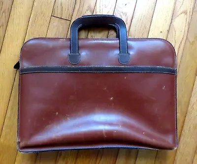 Vintage CROSS Brown Leather Distressed Briefcase Messenger Bag Document Case • $25