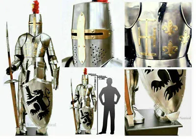 Medieval Knight Suit Of Full Body Armour Stainless Steel Templar Combat Armor • $784.08