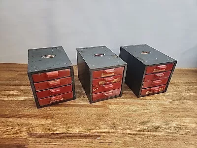 Lot Of 3 #362 VINTAGE DUNLAP PARTS BOX 4 Drawer Metal Organizer Cabinet Dividers • $124.99