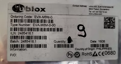 Brand New (1  Pc)    Eva-m8m-0    Ublox     Rf Rcvr Gnss/gps 1.575ghz 43lga • $35