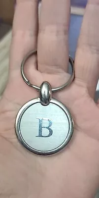 B Initial Monogram Keychain Keyring Personalized Name Heavy Round Wow • $10