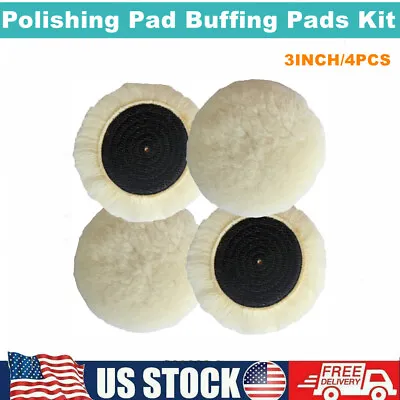 $19 • Buy Polishing Pad Buffing Pad Kit 4PCS 3 Inch Buffer 100% Natural Wool Hook And Loop
