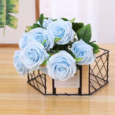 10 Heads Silk Rose Artificial Fake Flowers Bouquet Wedding Garden Party Decor UK • £6.98