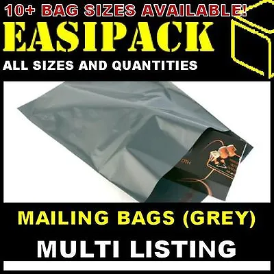 GREY MAILING MAIL BAGS SACKS Strong Poly Plastic For Postage Postal *ALL SIZES* • £0.99