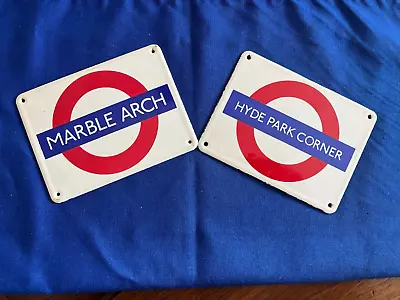 2 Vintage London Underground Enamel Signs. Marble Arch And Hyde Park • $14.75