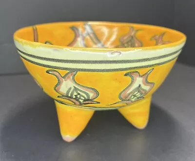 Mexican Footed Salsa Bowl Floral Terracotta Hand Painted Deep Dish (1) • $16