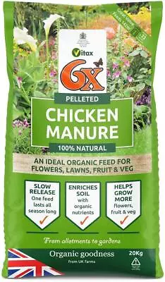 6X Strength Pelleted Chicken Manure 20KG Bag Organic Fertiliser  • £21.99