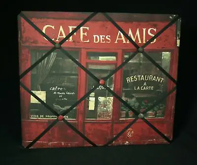Fabric Café Des Amis Wall Mounted Memo Board Bulletin Board • $6.95