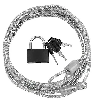 £5.39 • Buy Security Cable - 3m - Safe Steel Padlock Lock Bike Cycle Monitor Laptops Bag