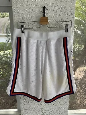 SS19 Supreme Rhinestone Basketball Short White Shorts M Medium Knicks STAINED • $79.99