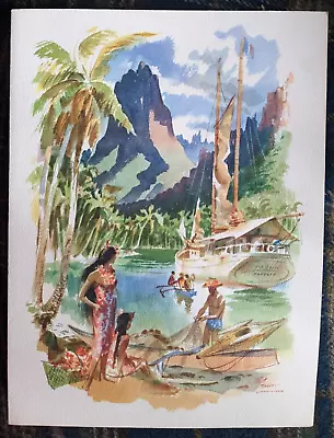 1957 Matson Lines Matsonia Dinner Menu - Tahiti - Louis Macouillard Artist • $19.99