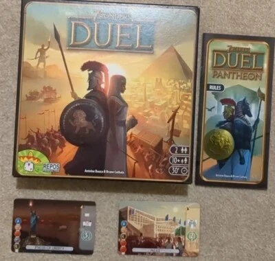 7 Wonders Duel + Pantheon Expansion + Statue Of Liberty + Messe Promo Cards • £25