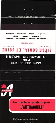 Vancouver Calgary Canada Asbestonos L'Automobile Vintage Matchbook Cover • $9.99