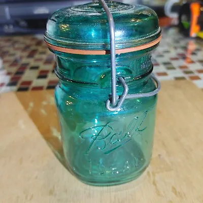 Vintage Green Ball Ideal Bicentennial Pint Mason Jar With Wire Closure • $19.99