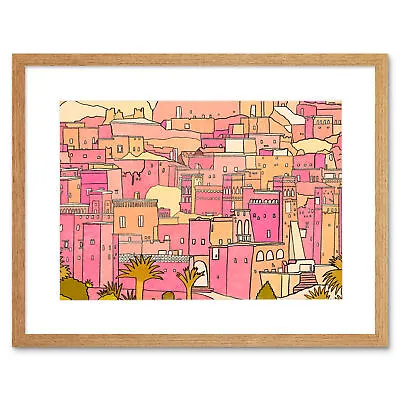£14.99 • Buy Moroccan Town Buildings Pink Framed Wall Art Print 9X7 In
