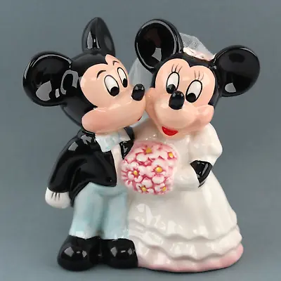 Mickey And Minnie Mouse Bride Groom Wedding Ceramic Figurine Kissing DISNEY • $13.03