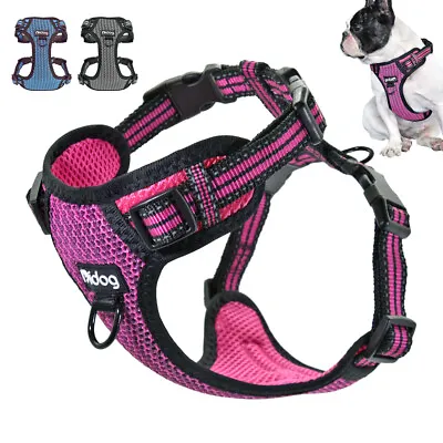 No Pull Front Lead Dog Harness Reflective Mesh Padded Vest French Bulldog S-XL • $18.69