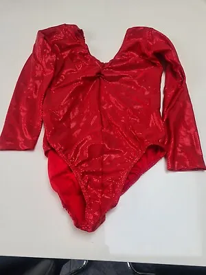 Dance Gear Red Sleeved Metallic Leotard Size 5 • £4