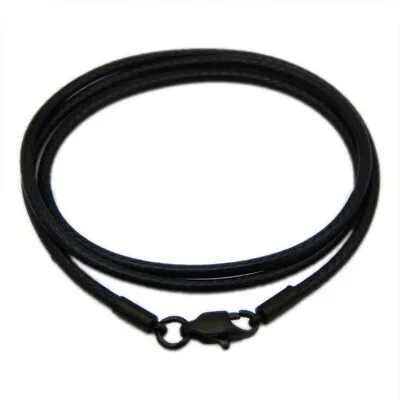 Necklace Rope Clasp Choker Men Women Black Wax Cord Black Stainless Connection  • $5.95