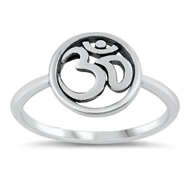 Simple Ohm Circle Yogi Meditation Ring New .925 Sterling Silver Band Sizes 4-10 • $11.19