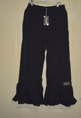 Matilda Jane Black Crop Big Ruffle Pants Women's Sz L NWT • $79.99