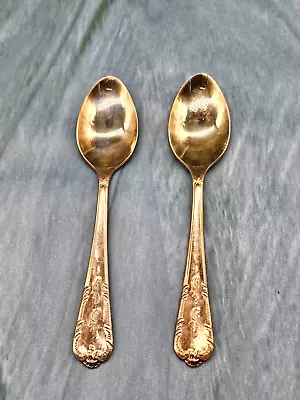 Unbranded 2x Pair Decorative EPNS A1 Small Spoons Lot Gold-Tone 35g (80% Silver) • $29.99