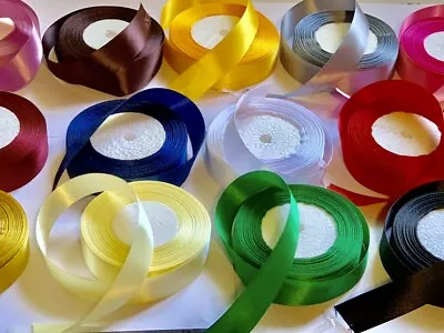 £9.99 • Buy Satin Ribbon 25 Metre Rolls 35 Colours 3mm 6mm 10mm 16mm 25mm 38mm