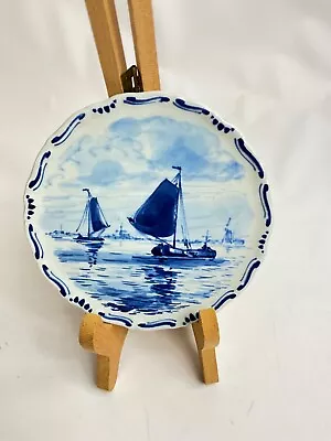 Delft Blue Mini Hanging Plate Dish Decorative Hand Painted Sailboats Windmills • $9.99