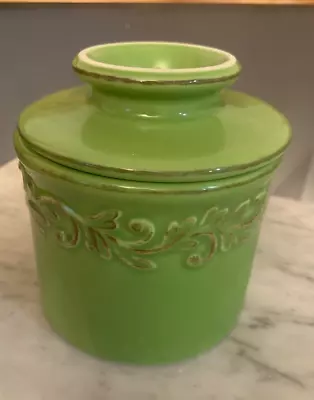 Original Butter Bell Crock By L Tremain Butter Keeper Ceramic Leaf Green 4.25” • $19.99