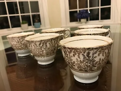 Vintage English Tea Cups Bone China Colclough Gold And White • $19