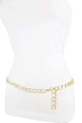 Women Gold Metal Chain Link Skinny Waistband Belt Hip High Waist XS S M L XL XXL • $14.99