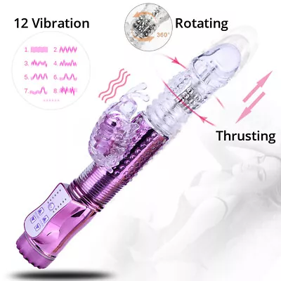 10  Thrusting Rabbit Vibrator Dildo Clit G-spot Massager Rotating Vibe Sex Toy • $30.95