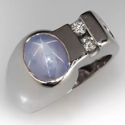 925 Sterling SilverStunning Star Sapphire & Cubic Zirconia Lab Created Ring • $79.20