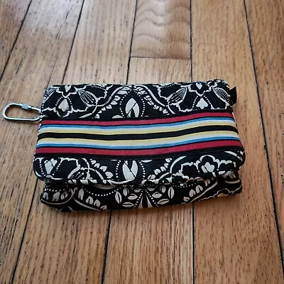 Vera Bradley Barcelona Trifold Wallet Black And White Floral With Color Stripes • $6.49