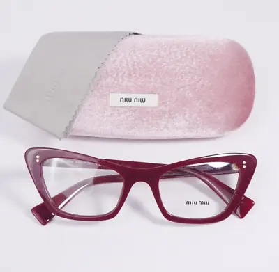 Miu Miu MU 03TV Eyeglasses Bordeaux Butterfly Frame Demo Lens 145mm Full Rim New • £149.99