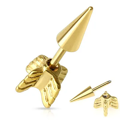 Gold IP Over Surgical Steel Fake Arrow Taper / Ear Stretcher / Plug • £3.29