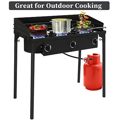 225000 BTU Powerful 0-20 Psi Three Burner Outdoor Camping Gas Propane Stove • $82.99