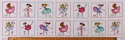 12  X 44  Panel Little Ballerinas Ballet Dancing Cotton Fabric Panel D672.99 • $4.32