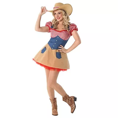 Womens Wild West Cowgirl Costume Ladies Country Rodeo Doll Fancy Dress S - XXL • £39.99