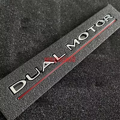 For Tesla Model 3/Y DUAL MOTOR Emblem Silver RED Rear Lid Trunk Logo Badge • $9.89