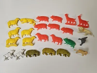 Lot Of 24 Miniature Hard Plastic Animal Figurine Vintage Toys Unbranded  • $8