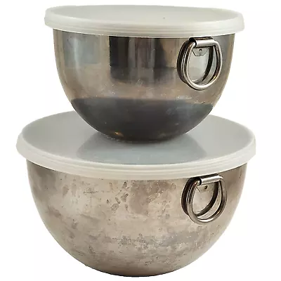 Revere Ware Nesting Bowls Stainless Steel Mixing D Ring W/Lids 1 & 2 Qt Set 1801 • $19.87